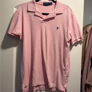 Ralph Lauren Men's Light Pink Polo Shirt with Navy Pony